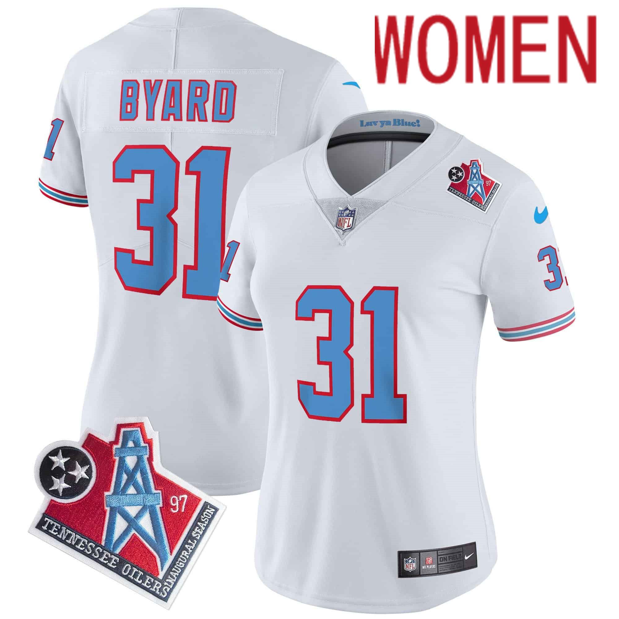 Women Tennessee Titans #31 Byard White 1997 Throwback 2024 Nike Limited Vapor NFL Jersey